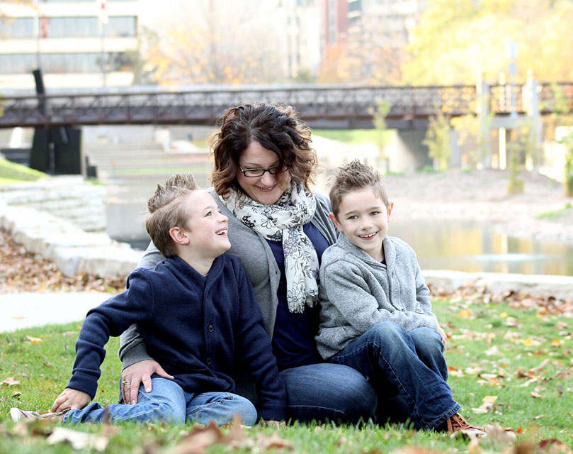 Adam's wife Amy with their twin boys